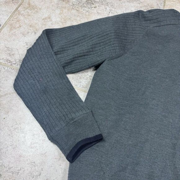 Brooks Brothers Country Club Sweater Mens Medium Grey 1/4 Zip Merino Wool Lined - Picture 2 of 10